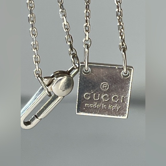 GUCCI Logo 925 Sterling Silver Pendant Necklace - Picture 7 of 7